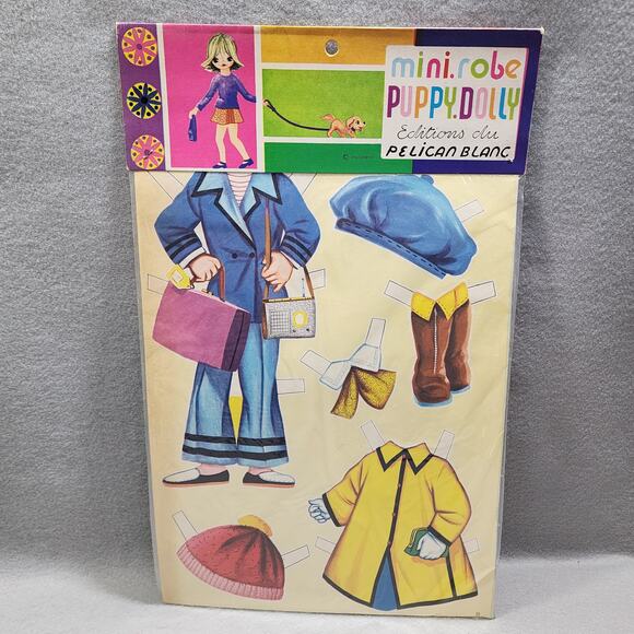 Pelican Blanc Blonde Hair Girl Paper Doll w/Blue Head Scarf Vintage NOS Sealed - Picture 10 of 11